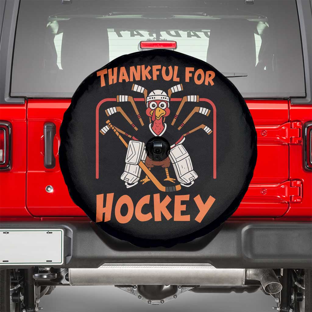 Thankful For Hockey Spare Tire Cover Funny Turkey Ice Hockey Player Gift - Wonder Print Shop