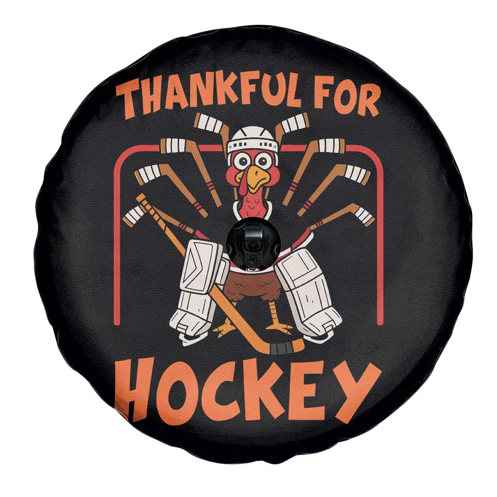 Thankful For Hockey Spare Tire Cover Funny Turkey Ice Hockey Player Gift - Wonder Print Shop