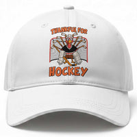 Thankful For Hockey Baseball Cap Funny Turkey Ice Hockey Player Gift