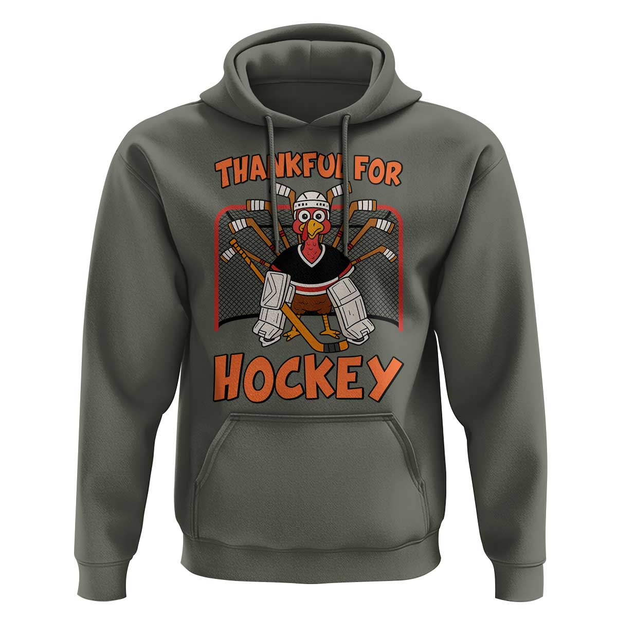 Thankful For Hockey Hoodie Funny Turkey Ice Hockey Player Gift - Wonder Print Shop
