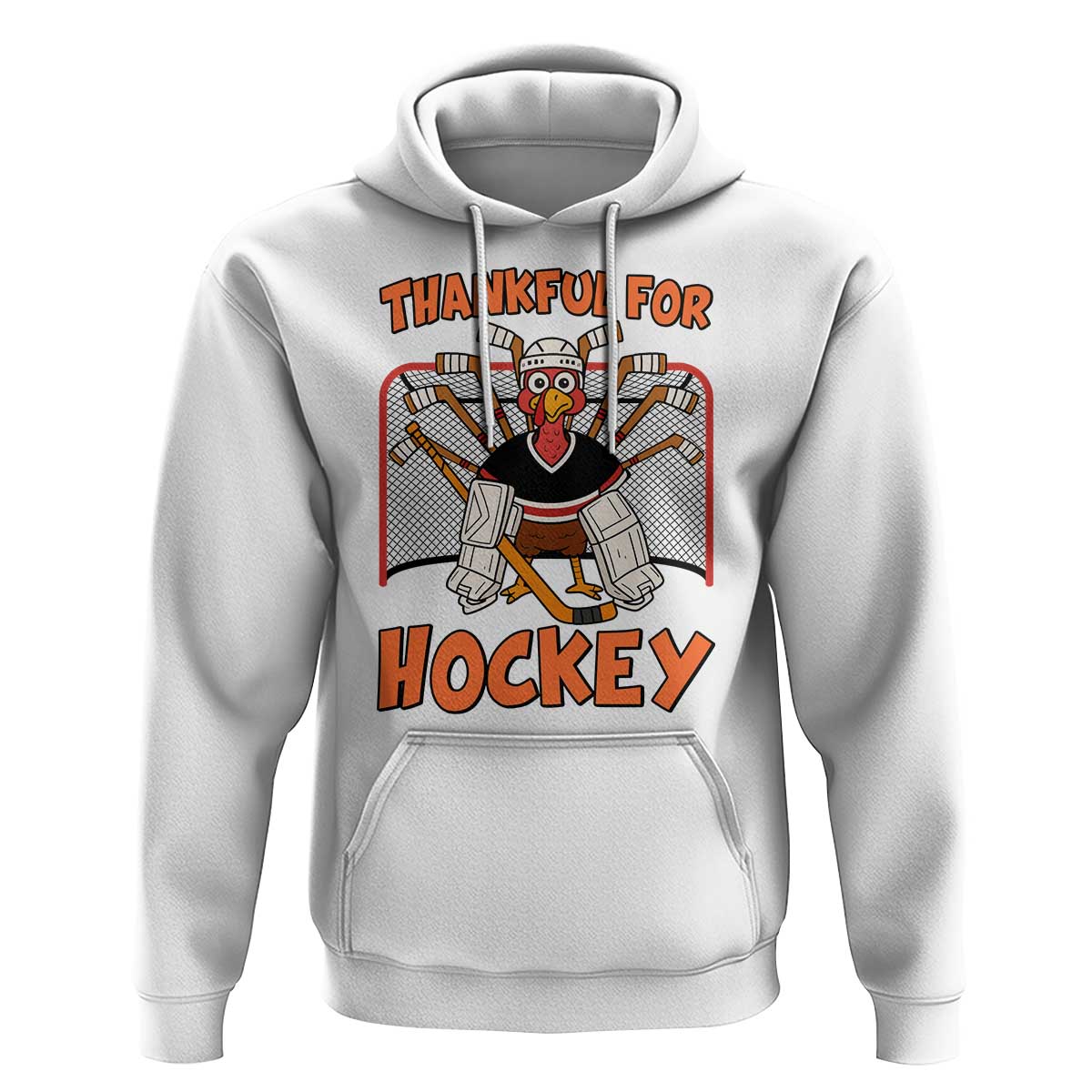 Thankful For Hockey Hoodie Funny Turkey Ice Hockey Player Gift - Wonder Print Shop