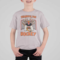 Thankful For Hockey T Shirt For Kid Funny Turkey Ice Hockey Player Gift - Wonder Print Shop