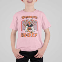 Thankful For Hockey T Shirt For Kid Funny Turkey Ice Hockey Player Gift - Wonder Print Shop