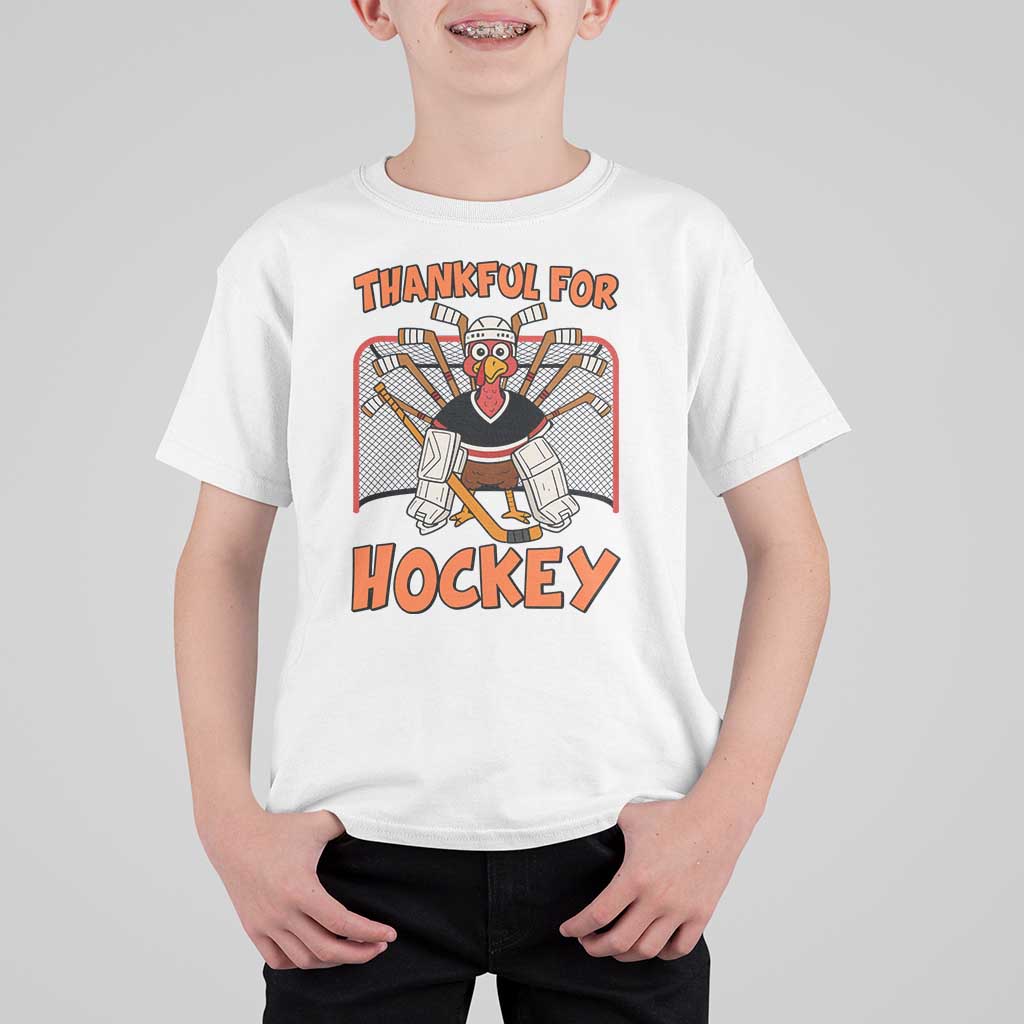 Thankful For Hockey T Shirt For Kid Funny Turkey Ice Hockey Player Gift - Wonder Print Shop