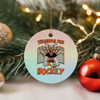 Thankful For Hockey Ceramic Ornament Funny Turkey Ice Hockey Player Gift - Wonder Print Shop