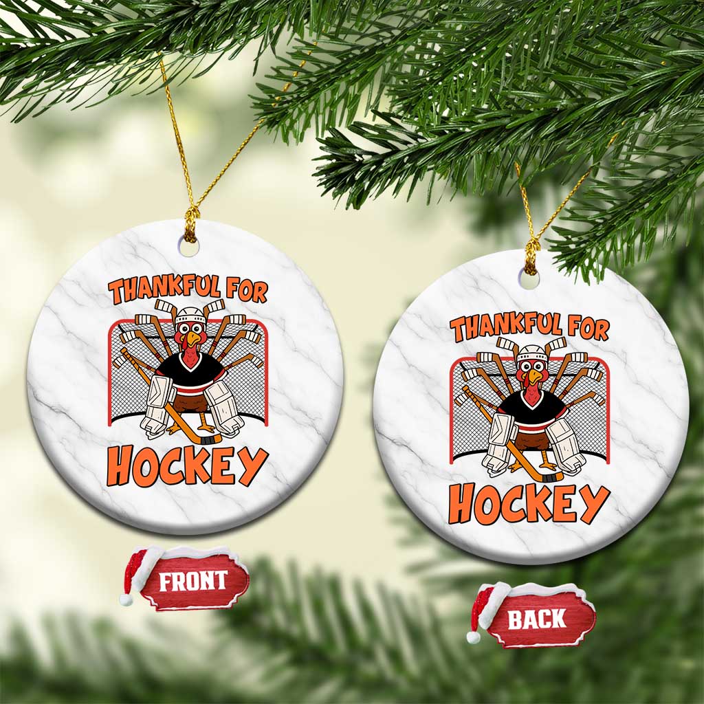 Thankful For Hockey Ceramic Ornament Funny Turkey Ice Hockey Player Gift - Wonder Print Shop