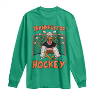 Thankful For Hockey Long Sleeve Shirt Funny Turkey Ice Hockey Player Gift - Wonder Print Shop