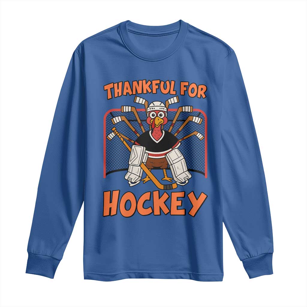 Thankful For Hockey Long Sleeve Shirt Funny Turkey Ice Hockey Player Gift - Wonder Print Shop