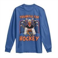 Thankful For Hockey Long Sleeve Shirt Funny Turkey Ice Hockey Player Gift - Wonder Print Shop