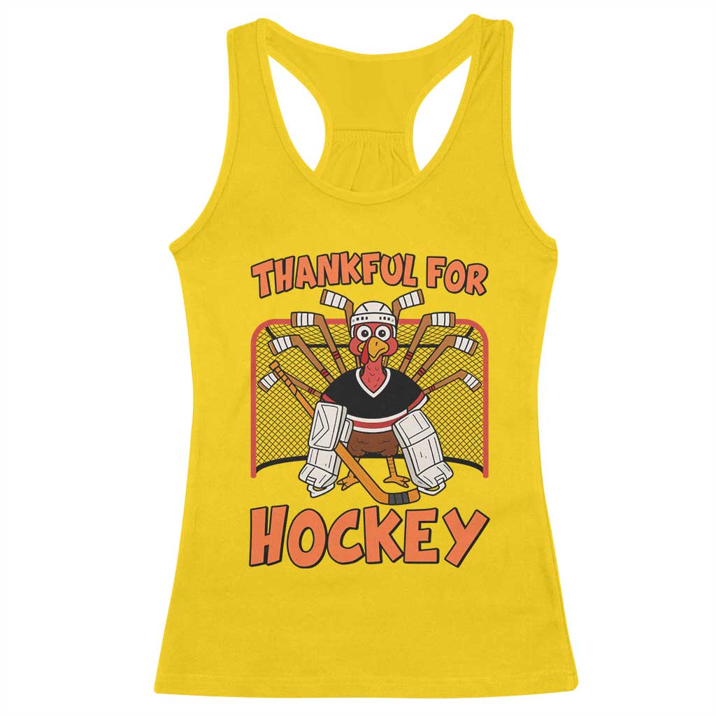 Thankful For Hockey Racerback Tank Top Funny Turkey Ice Hockey Player Gift - Wonder Print Shop