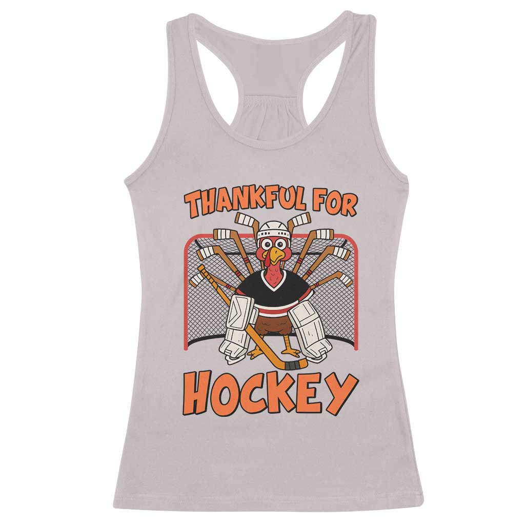 Thankful For Hockey Racerback Tank Top Funny Turkey Ice Hockey Player Gift - Wonder Print Shop