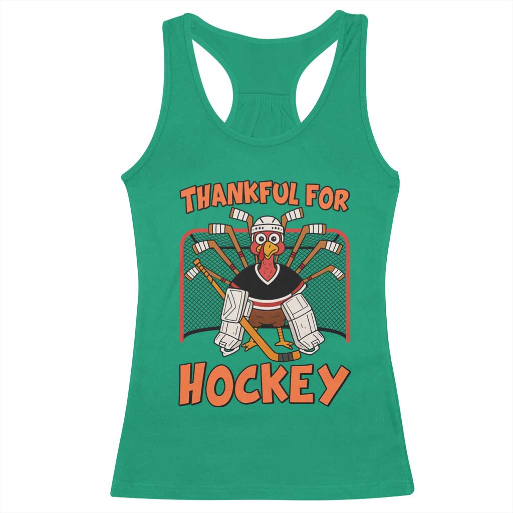 Thankful For Hockey Racerback Tank Top Funny Turkey Ice Hockey Player Gift - Wonder Print Shop