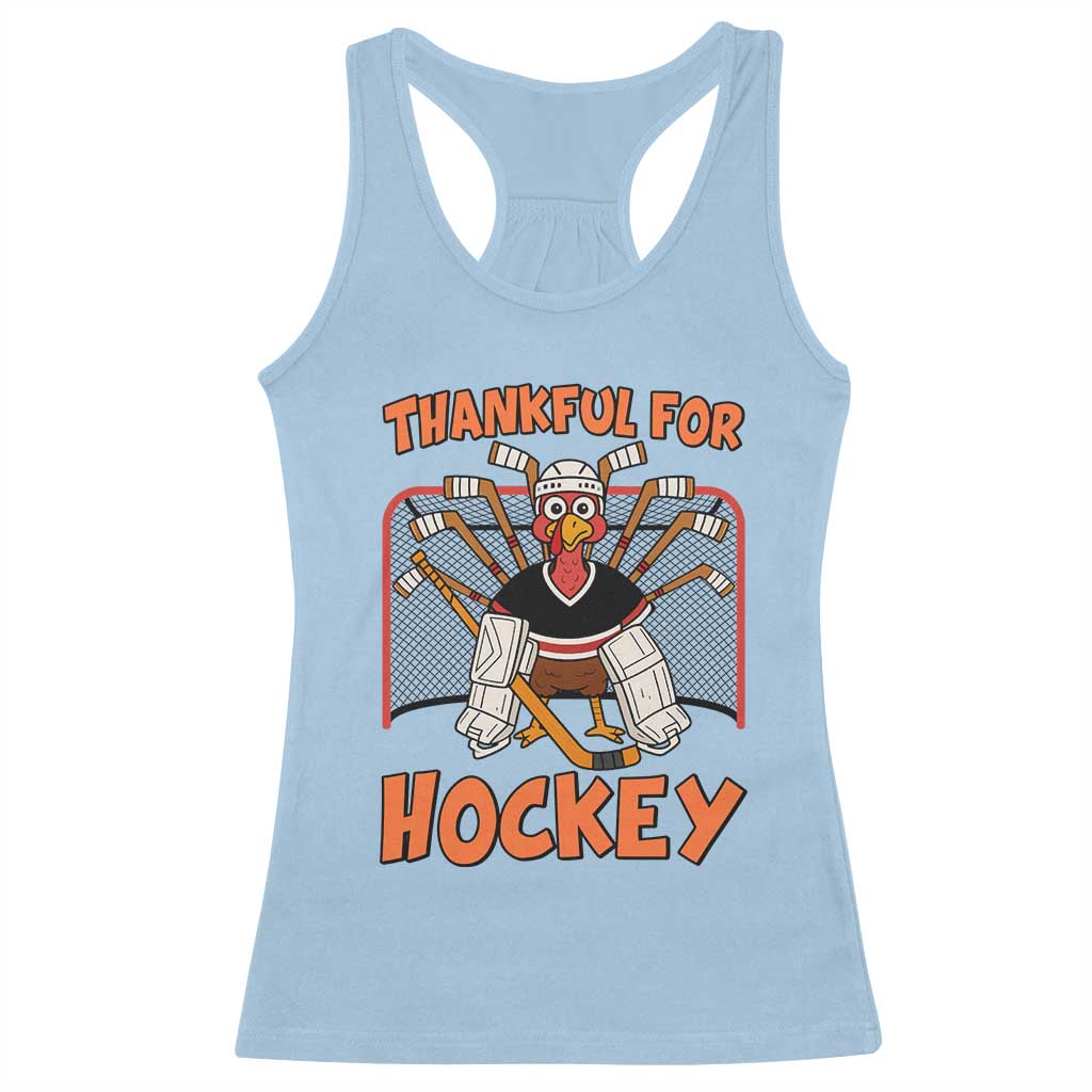Thankful For Hockey Racerback Tank Top Funny Turkey Ice Hockey Player Gift - Wonder Print Shop