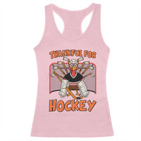 Thankful For Hockey Racerback Tank Top Funny Turkey Ice Hockey Player Gift - Wonder Print Shop