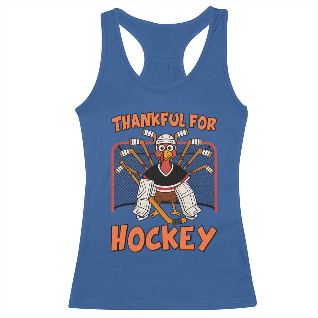 Thankful For Hockey Racerback Tank Top Funny Turkey Ice Hockey Player Gift - Wonder Print Shop