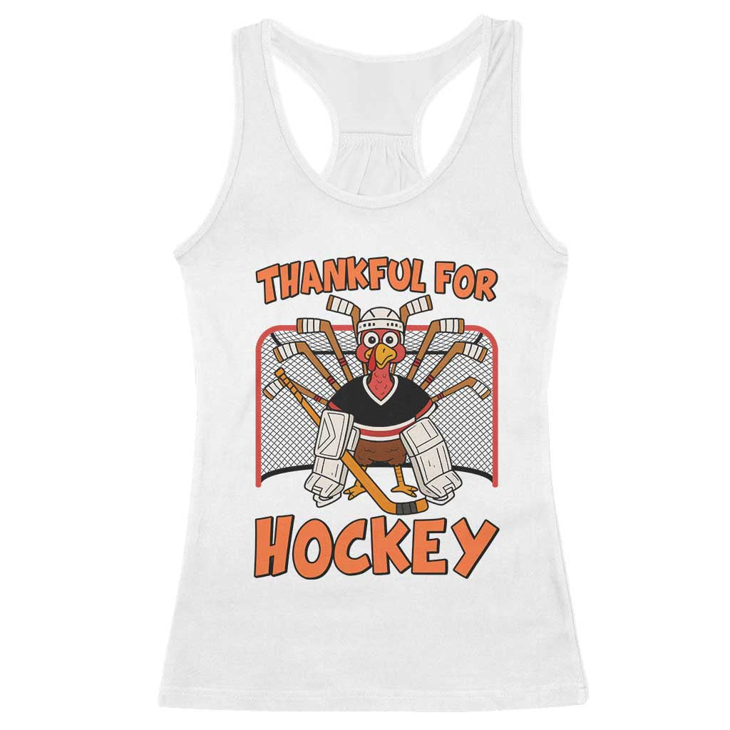 Thankful For Hockey Racerback Tank Top Funny Turkey Ice Hockey Player Gift - Wonder Print Shop