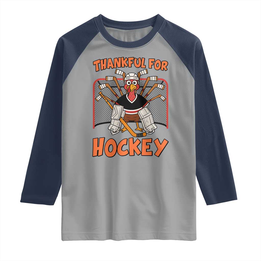 Thankful For Hockey Raglan Shirt Funny Turkey Ice Hockey Player Gift - Wonder Print Shop