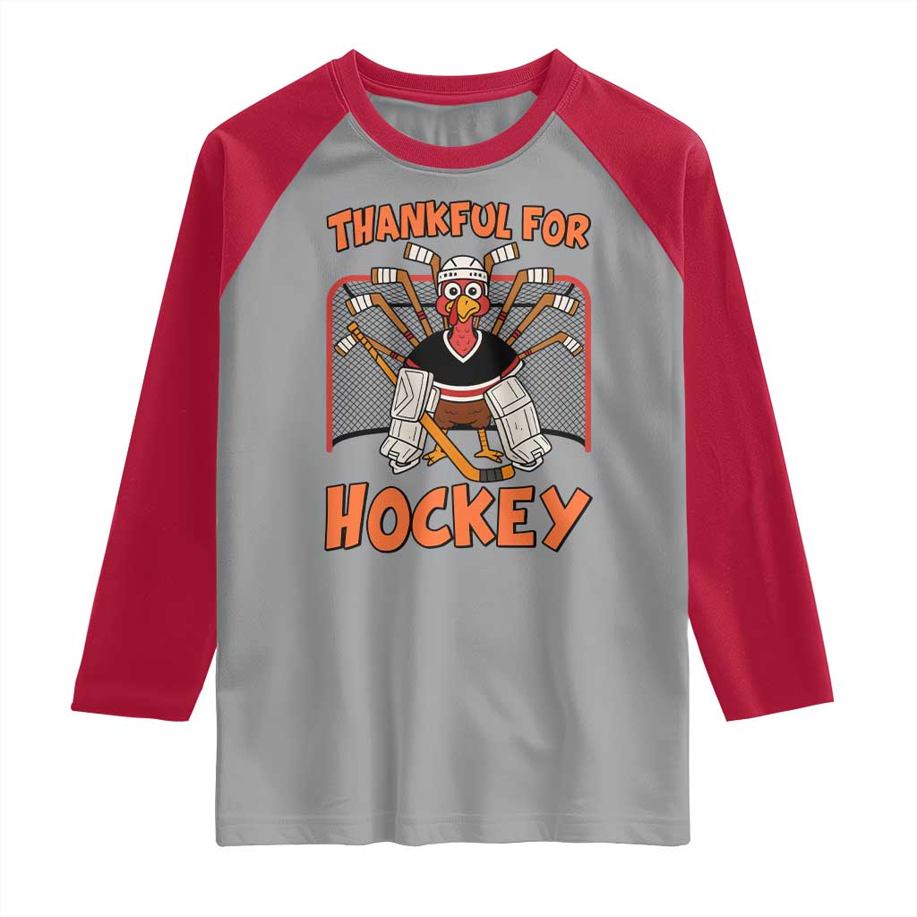 Thankful For Hockey Raglan Shirt Funny Turkey Ice Hockey Player Gift - Wonder Print Shop