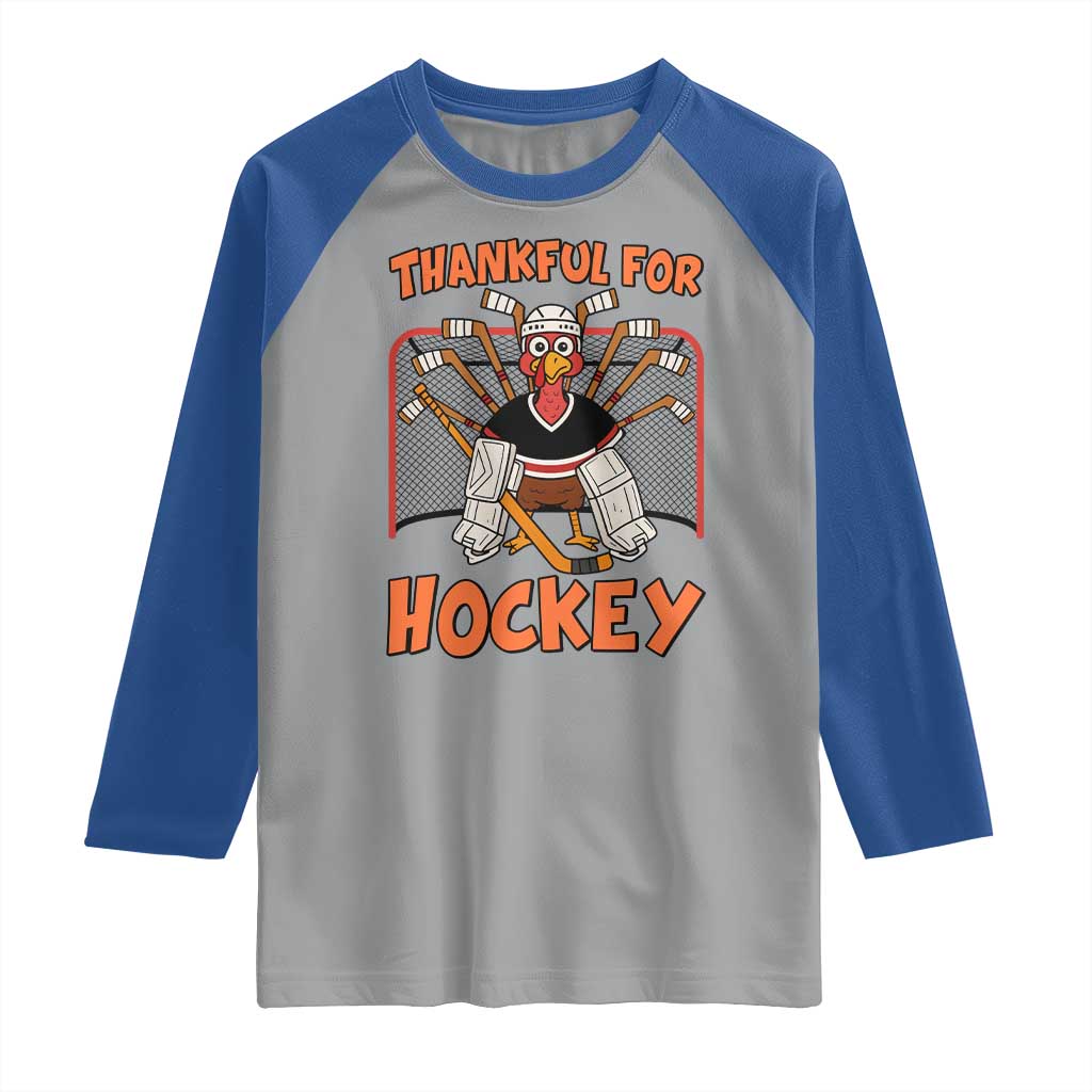 Thankful For Hockey Raglan Shirt Funny Turkey Ice Hockey Player Gift - Wonder Print Shop