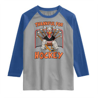 Thankful For Hockey Raglan Shirt Funny Turkey Ice Hockey Player Gift - Wonder Print Shop