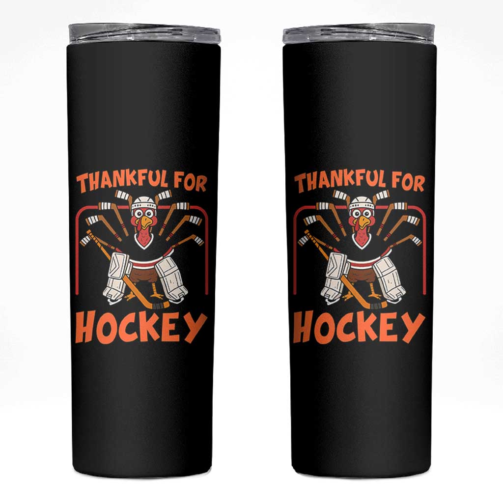 Thankful For Hockey Skinny Tumbler Funny Turkey Ice Hockey Player Gift - Wonder Print Shop