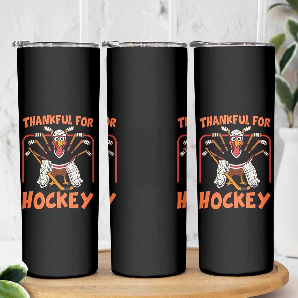 Thankful For Hockey Skinny Tumbler Funny Turkey Ice Hockey Player Gift - Wonder Print Shop