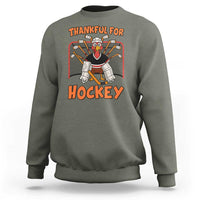 Thankful For Hockey Sweatshirt Funny Turkey Ice Hockey Player Gift - Wonder Print Shop