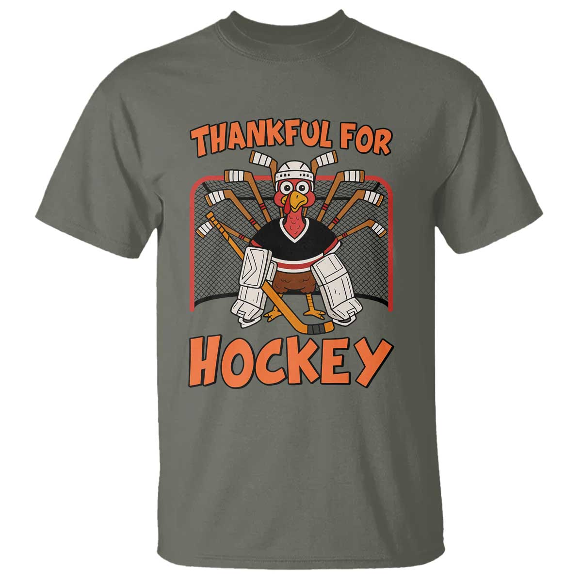 Thankful For Hockey T Shirt Funny Turkey Ice Hockey Player Gift - Wonder Print Shop