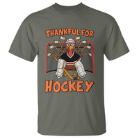 Thankful For Hockey T Shirt Funny Turkey Ice Hockey Player Gift - Wonder Print Shop