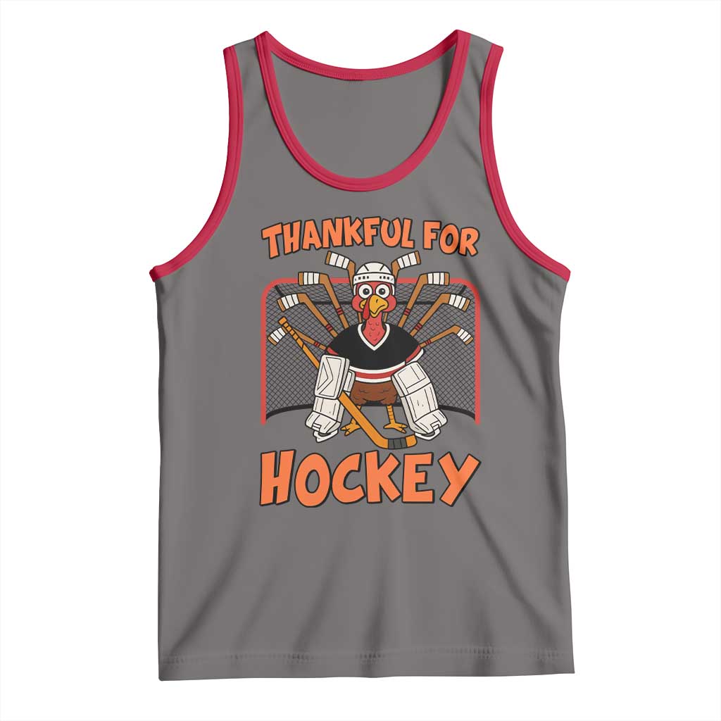 Thankful For Hockey Tank Top Funny Turkey Ice Hockey Player Gift - Wonder Print Shop