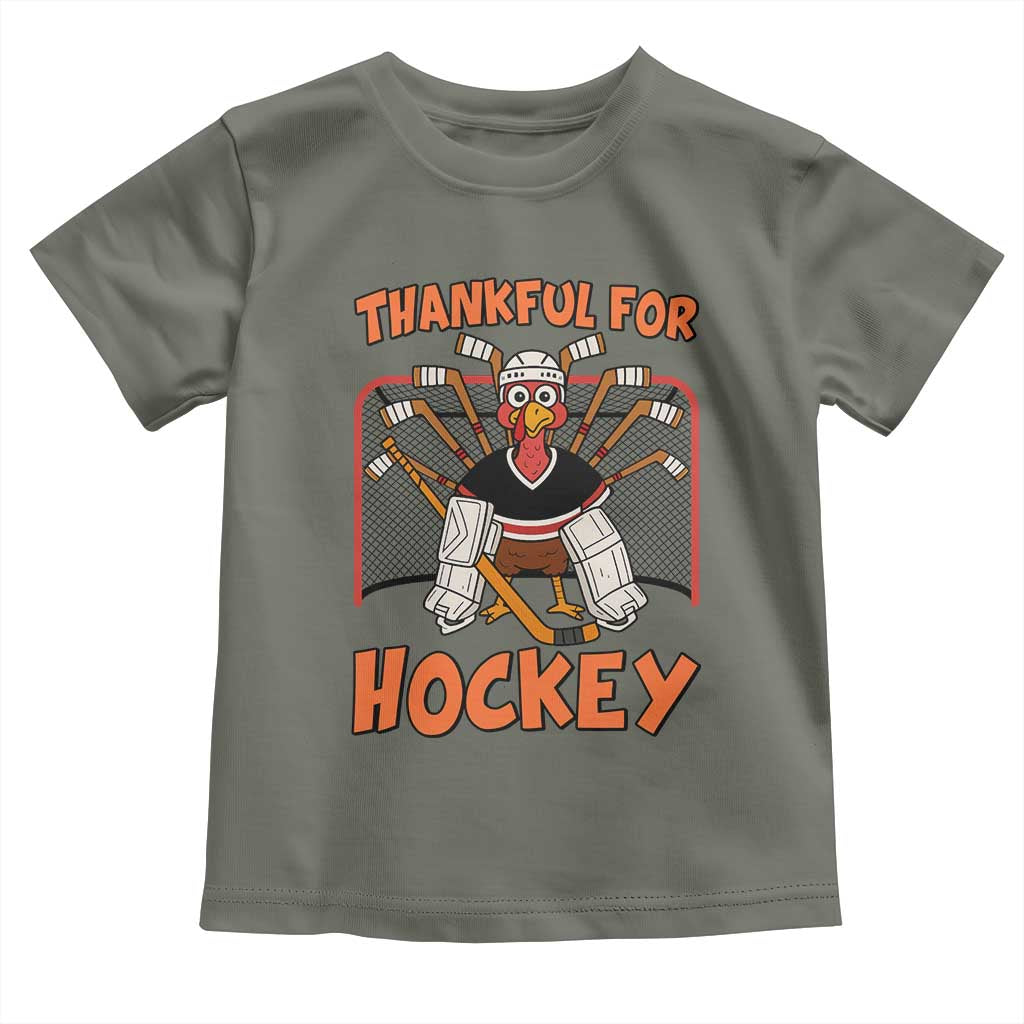 Thankful For Hockey Toddler T Shirt Funny Turkey Ice Hockey Player Gift - Wonder Print Shop