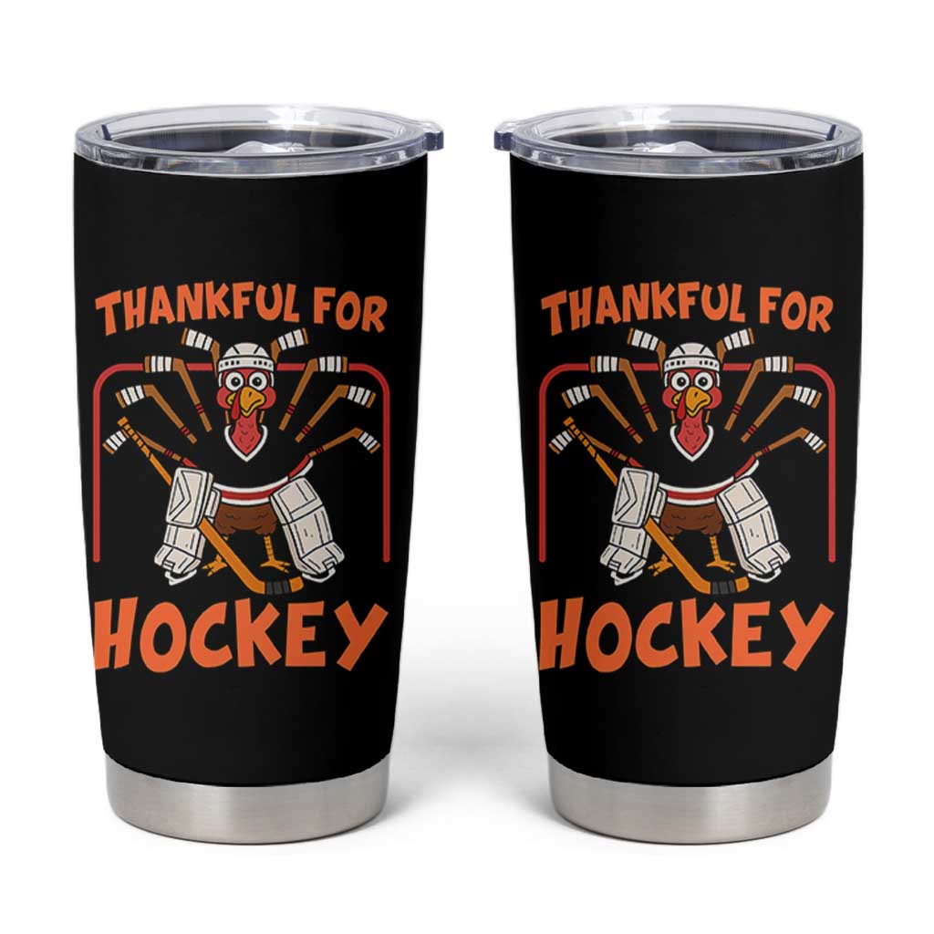 Thankful For Hockey Tumbler Cup Funny Turkey Ice Hockey Player Gift - Wonder Print Shop
