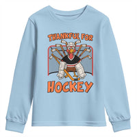 Thankful For Hockey Youth Sweatshirt Funny Turkey Ice Hockey Player Gift - Wonder Print Shop