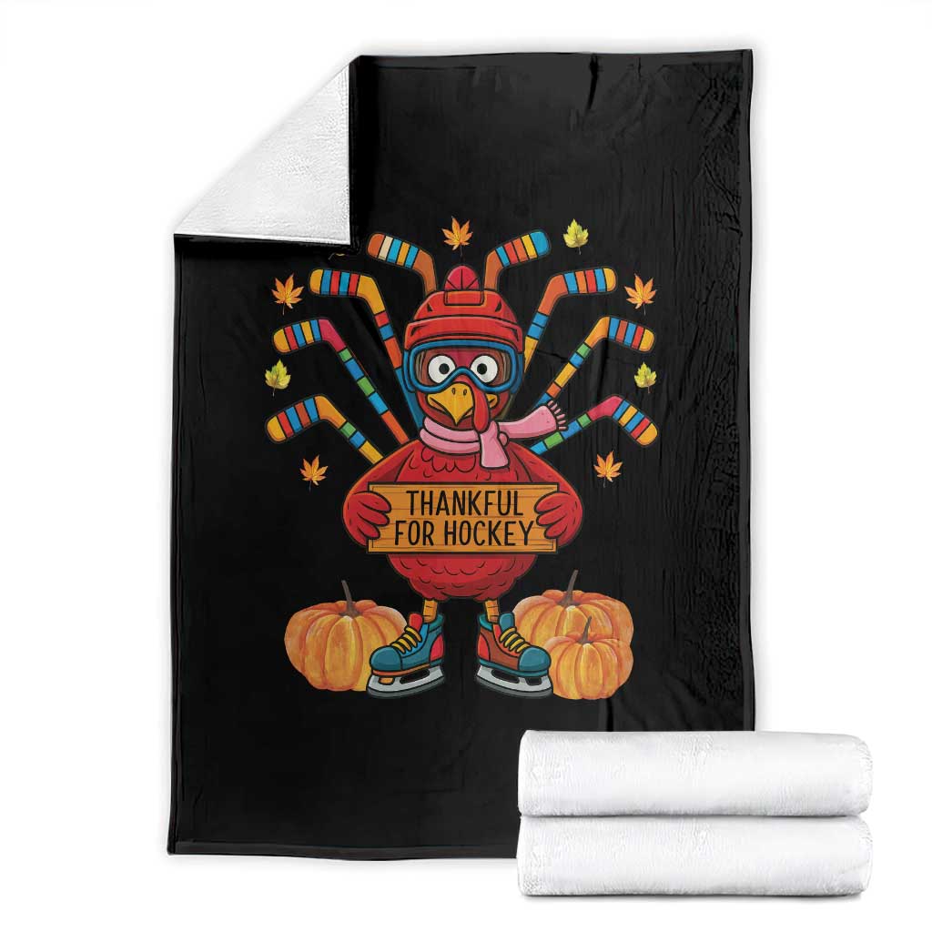 Funny Turkey Ice Hockey Gift Throw Blanket Thankful For Hockey - Wonder Print Shop