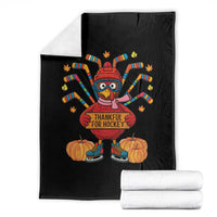Funny Turkey Ice Hockey Gift Throw Blanket Thankful For Hockey - Wonder Print Shop