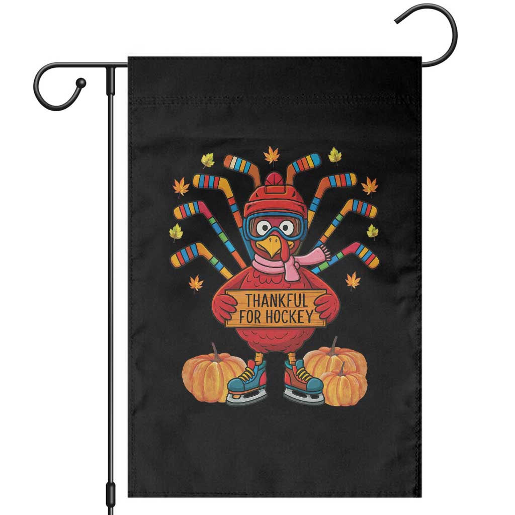 Funny Turkey Ice Hockey Gift Garden Flag Thankful For Hockey - Wonder Print Shop