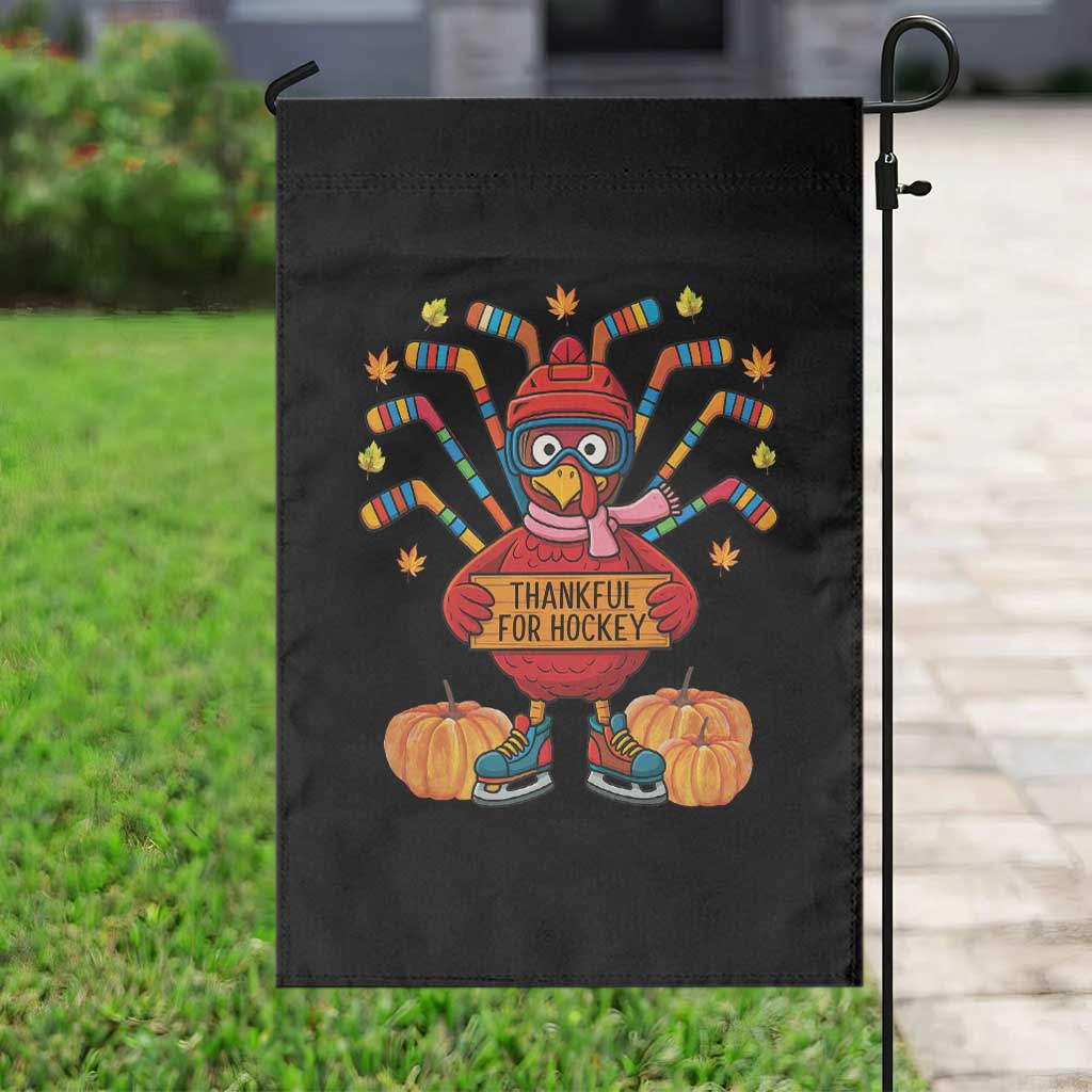 Funny Turkey Ice Hockey Gift Garden Flag Thankful For Hockey - Wonder Print Shop