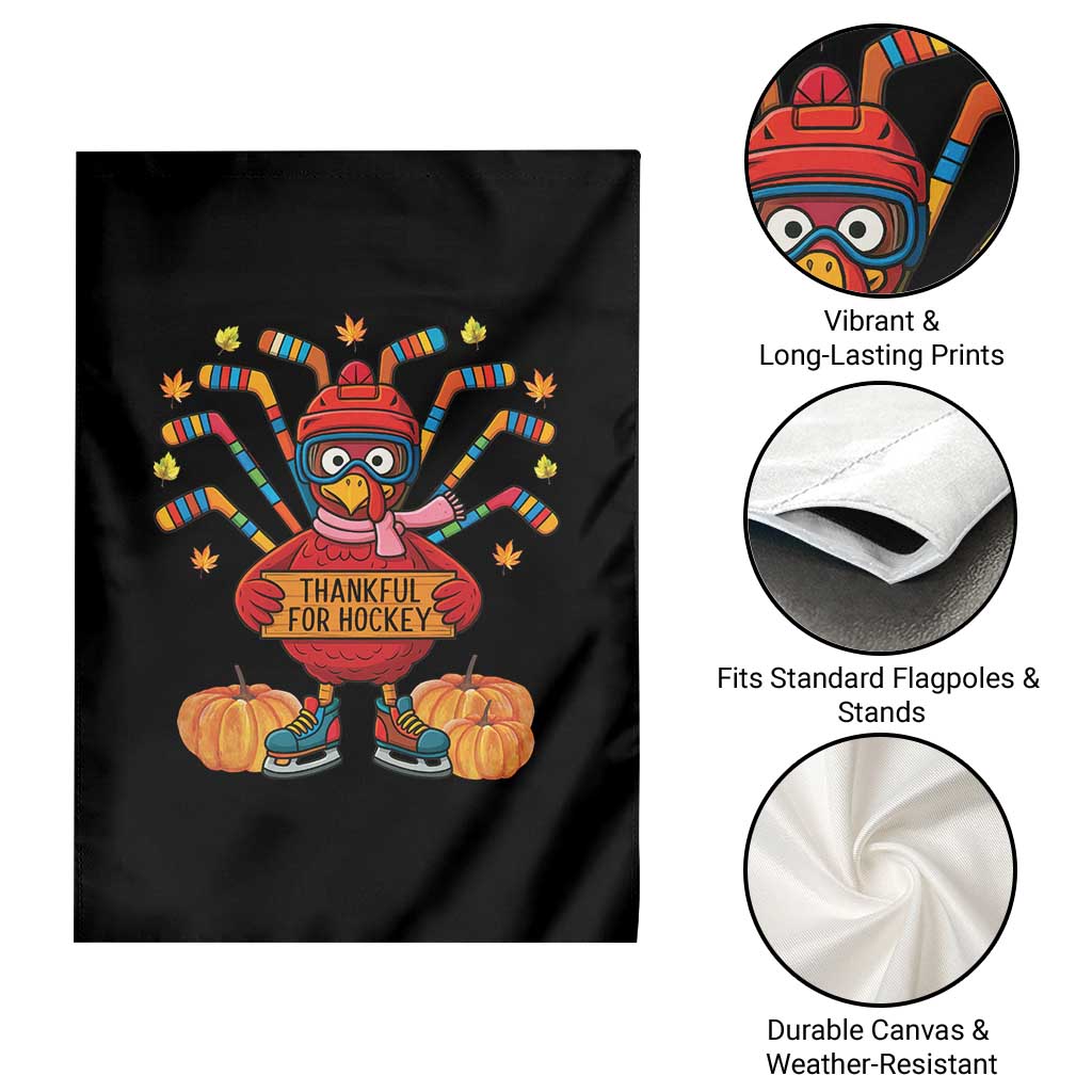 Funny Turkey Ice Hockey Gift Garden Flag Thankful For Hockey - Wonder Print Shop