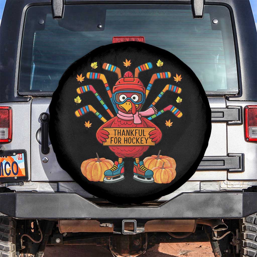 Funny Turkey Ice Hockey Gift Spare Tire Cover Thankful For Hockey - Wonder Print Shop