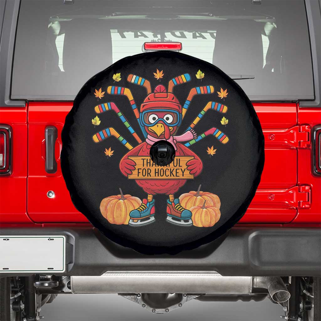 Funny Turkey Ice Hockey Gift Spare Tire Cover Thankful For Hockey - Wonder Print Shop