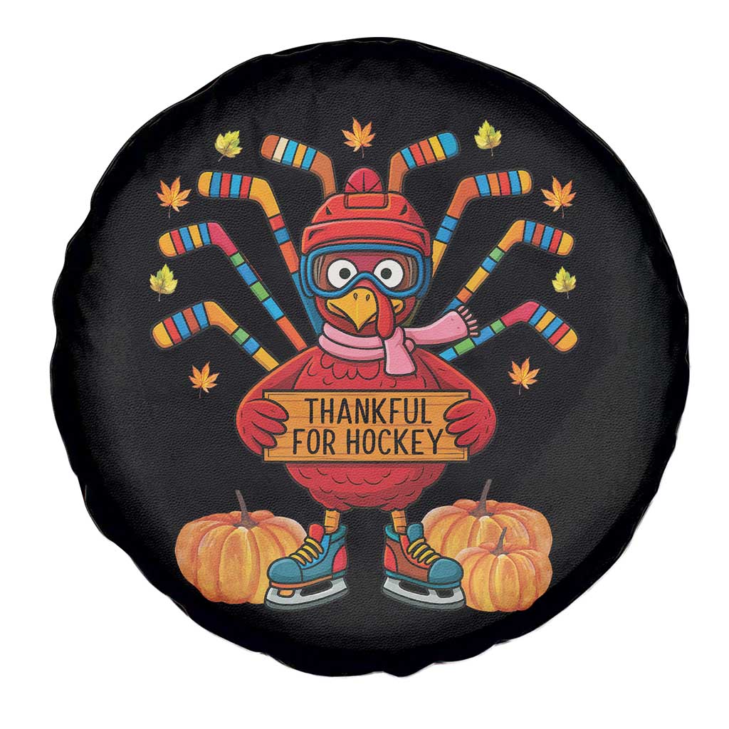 Funny Turkey Ice Hockey Gift Spare Tire Cover Thankful For Hockey - Wonder Print Shop