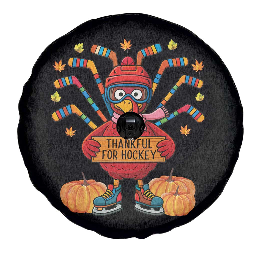 Funny Turkey Ice Hockey Gift Spare Tire Cover Thankful For Hockey - Wonder Print Shop