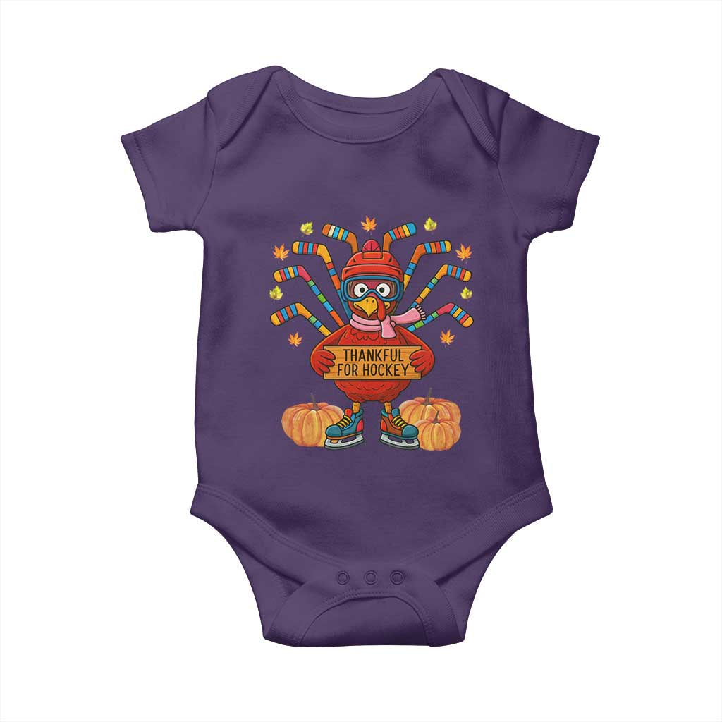 Funny Turkey Ice Hockey Gift Baby Onesie Thankful For Hockey - Wonder Print Shop