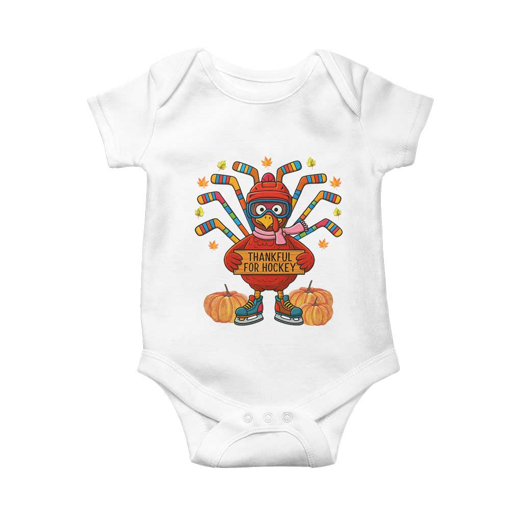 Funny Turkey Ice Hockey Gift Baby Onesie Thankful For Hockey - Wonder Print Shop