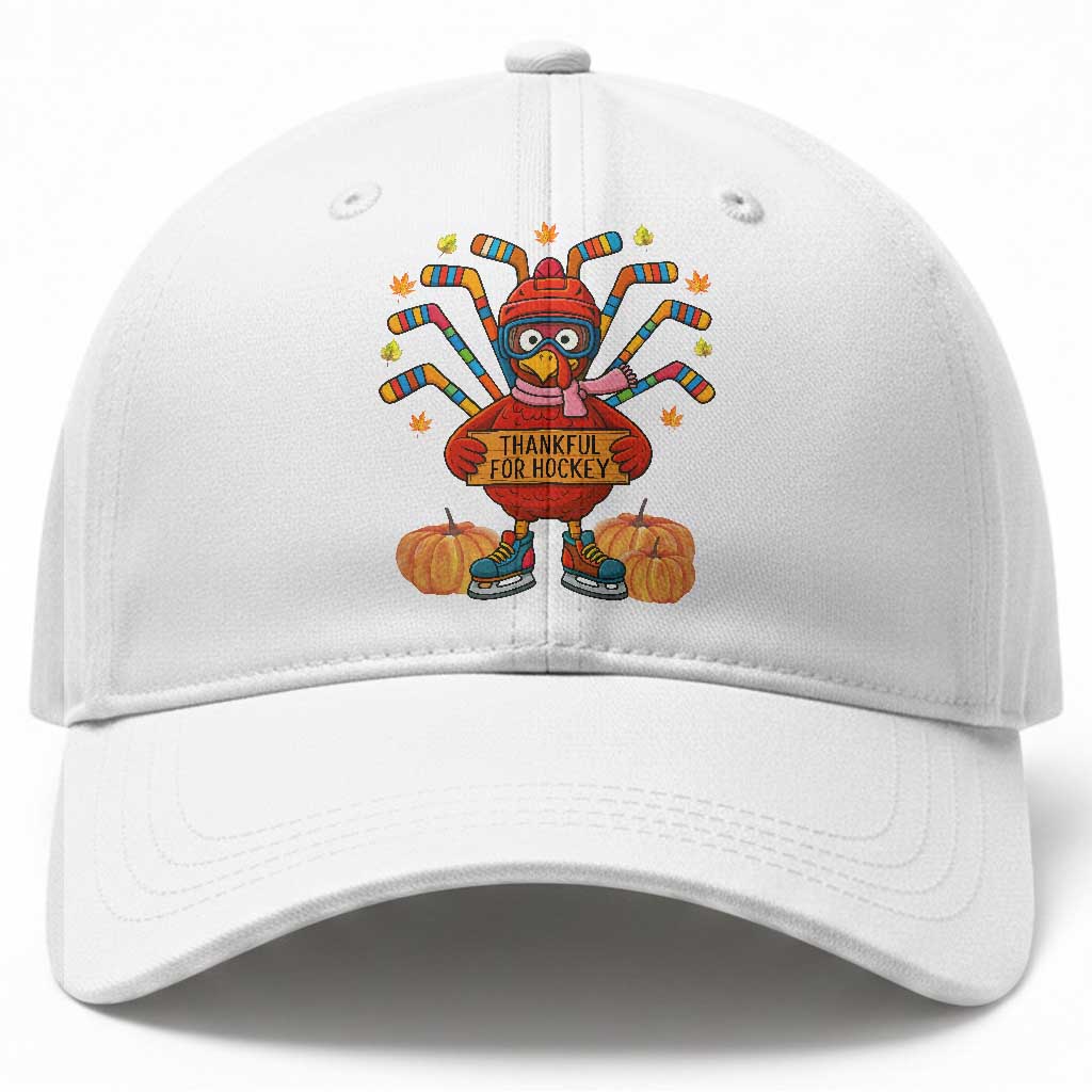 Funny Turkey Ice Hockey Gift Baseball Cap Thankful For Hockey