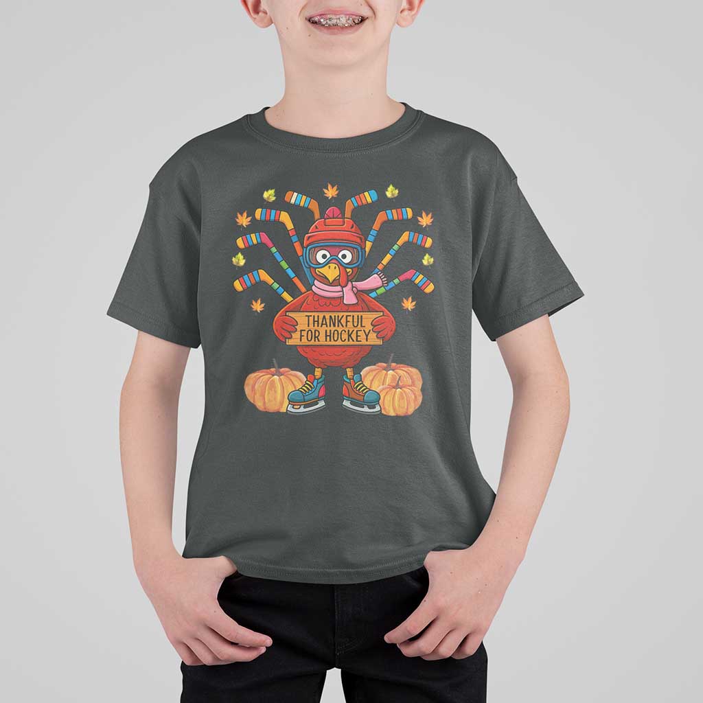 Funny Turkey Ice Hockey Gift T Shirt For Kid Thankful For Hockey - Wonder Print Shop