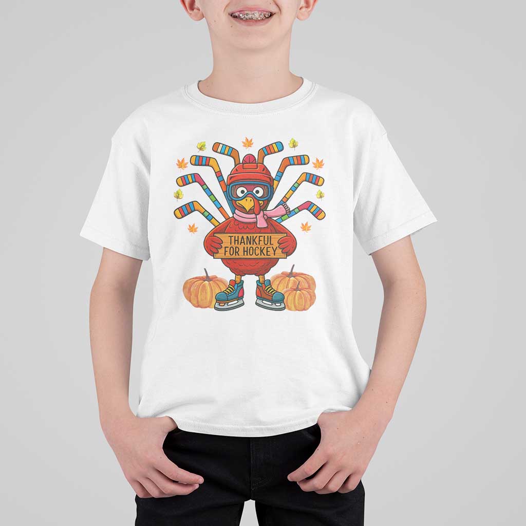 Funny Turkey Ice Hockey Gift T Shirt For Kid Thankful For Hockey - Wonder Print Shop