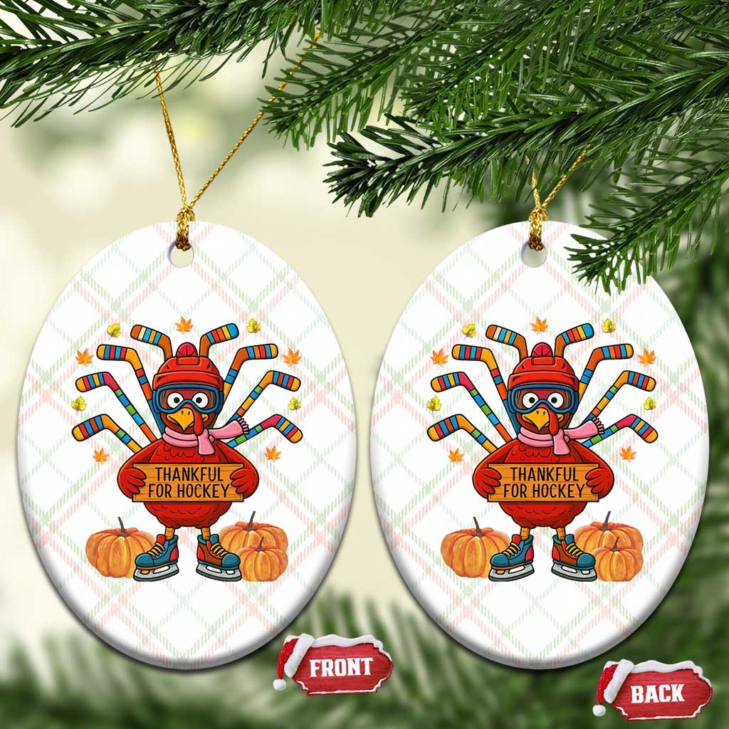 Funny Turkey Ice Hockey Gift Ceramic Ornament Thankful For Hockey - Wonder Print Shop