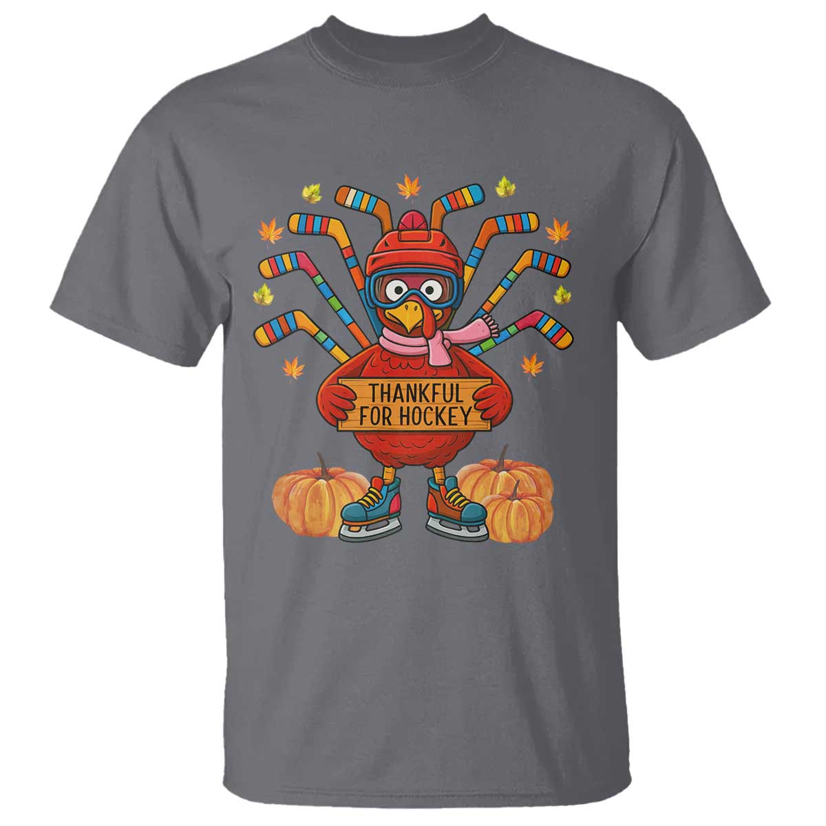 Funny Turkey Ice Hockey Gift T Shirt Thankful For Hockey - Wonder Print Shop