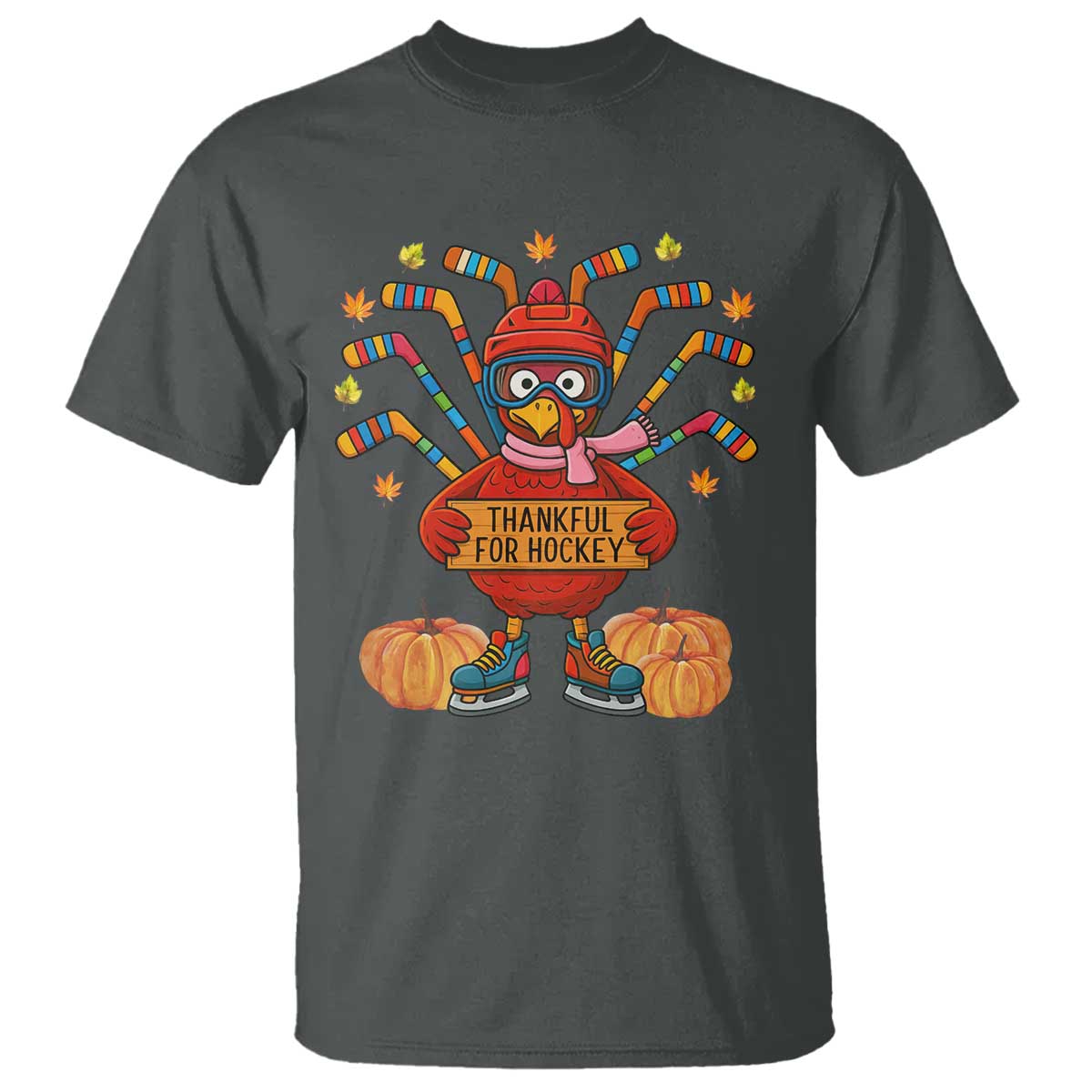 Funny Turkey Ice Hockey Gift T Shirt Thankful For Hockey - Wonder Print Shop